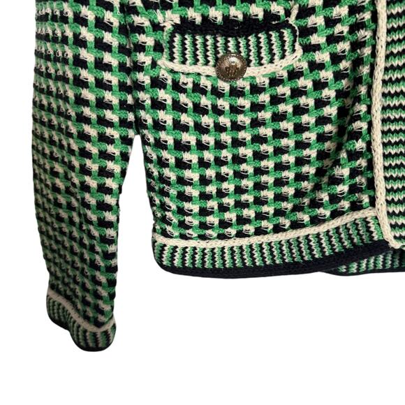 Maje Maneflanne Green Tweed Long Sleeve Preppy Cardigan Jacket Size Small - Picture 11 of 16